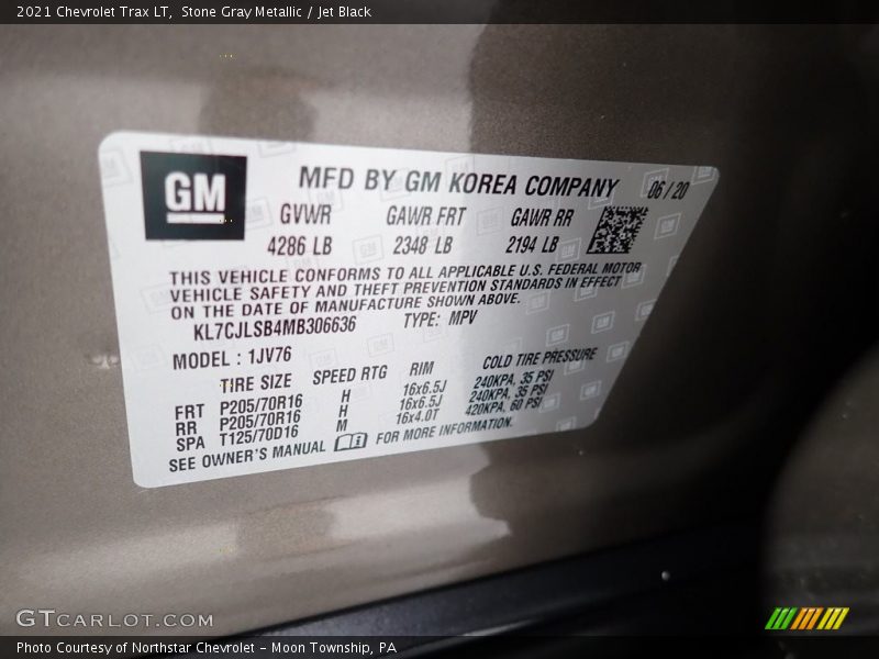 Stone Gray Metallic / Jet Black 2021 Chevrolet Trax LT