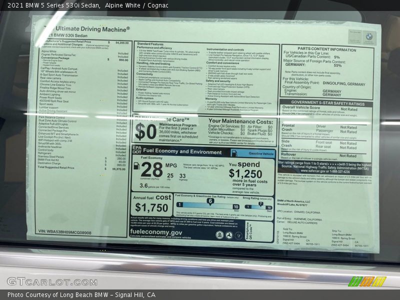 Alpine White / Cognac 2021 BMW 5 Series 530i Sedan