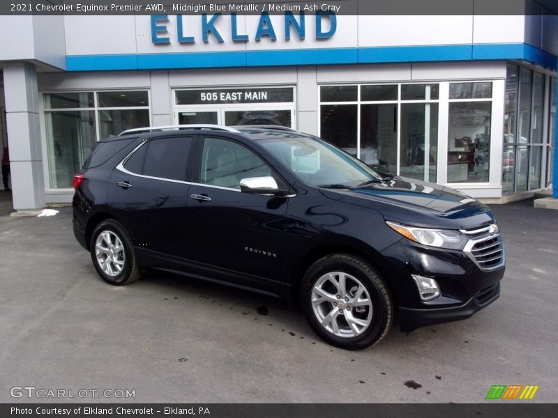 Midnight Blue Metallic / Medium Ash Gray 2021 Chevrolet Equinox Premier AWD