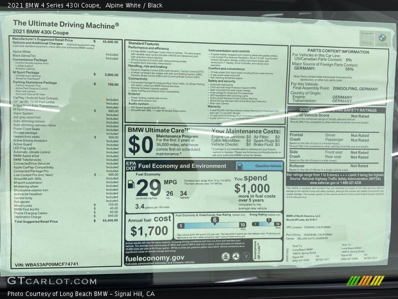 Alpine White / Black 2021 BMW 4 Series 430i Coupe