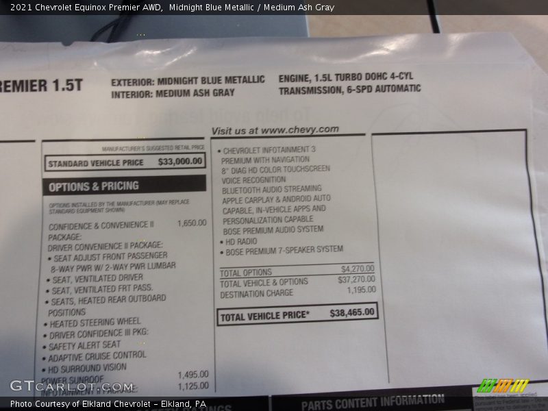 Midnight Blue Metallic / Medium Ash Gray 2021 Chevrolet Equinox Premier AWD