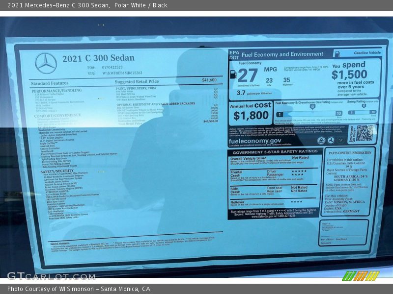 Polar White / Black 2021 Mercedes-Benz C 300 Sedan