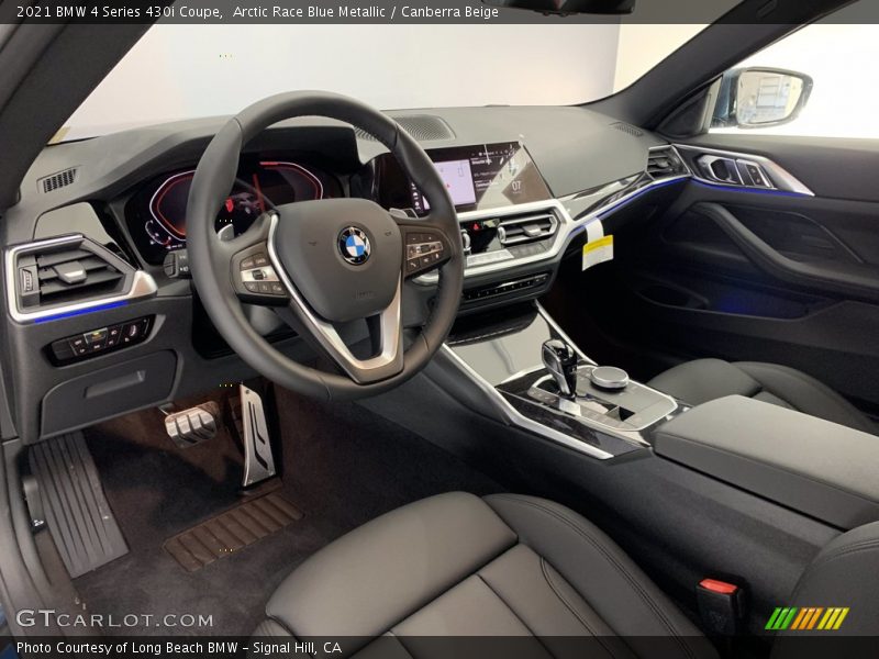 Arctic Race Blue Metallic / Canberra Beige 2021 BMW 4 Series 430i Coupe