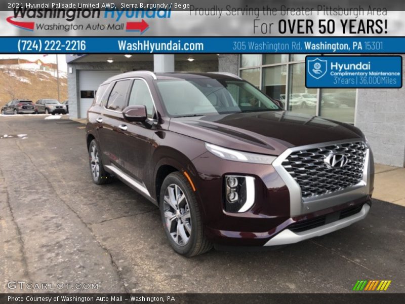 Sierra Burgundy / Beige 2021 Hyundai Palisade Limited AWD