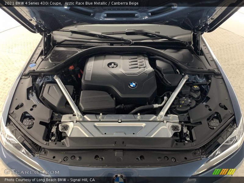 Arctic Race Blue Metallic / Canberra Beige 2021 BMW 4 Series 430i Coupe