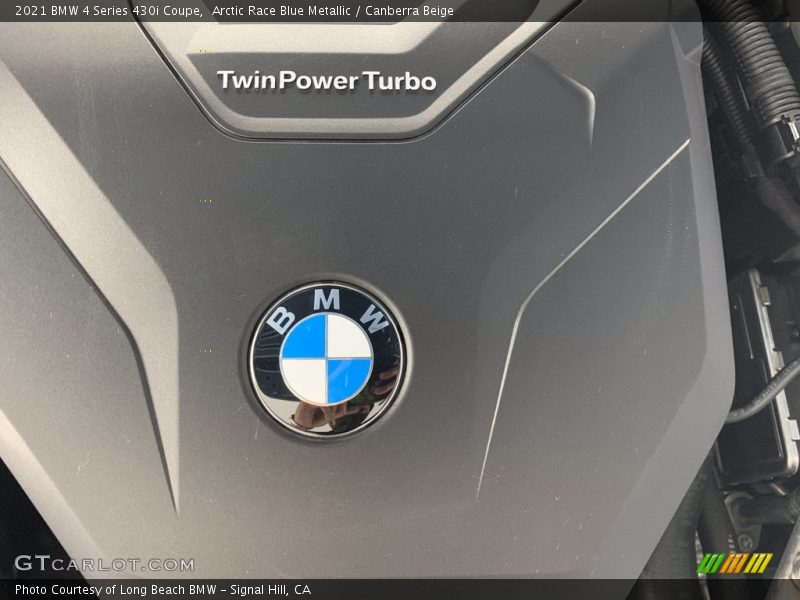 Arctic Race Blue Metallic / Canberra Beige 2021 BMW 4 Series 430i Coupe