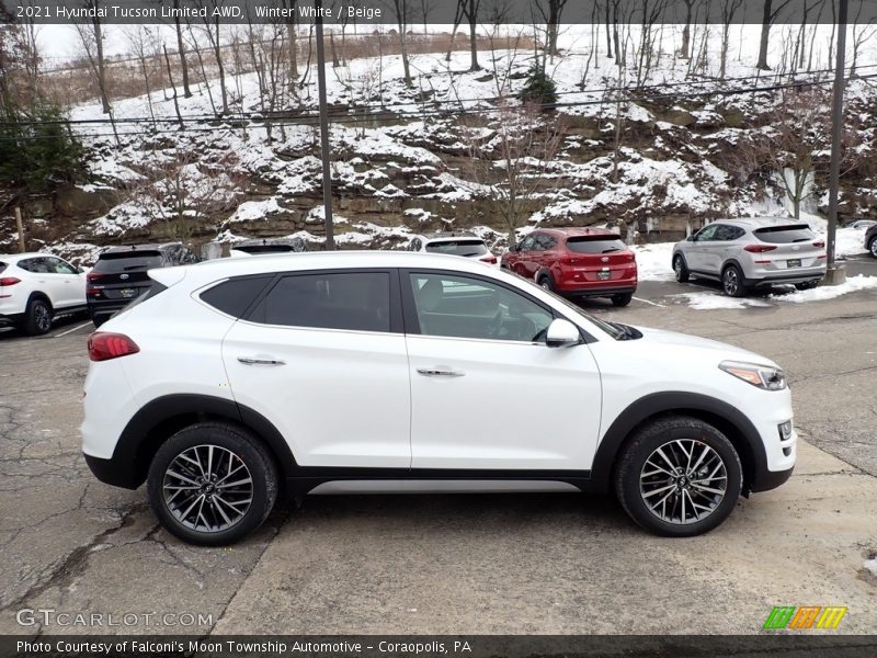 Winter White / Beige 2021 Hyundai Tucson Limited AWD