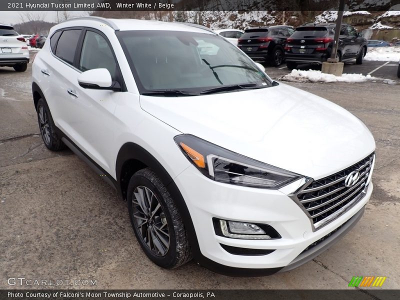 Winter White / Beige 2021 Hyundai Tucson Limited AWD