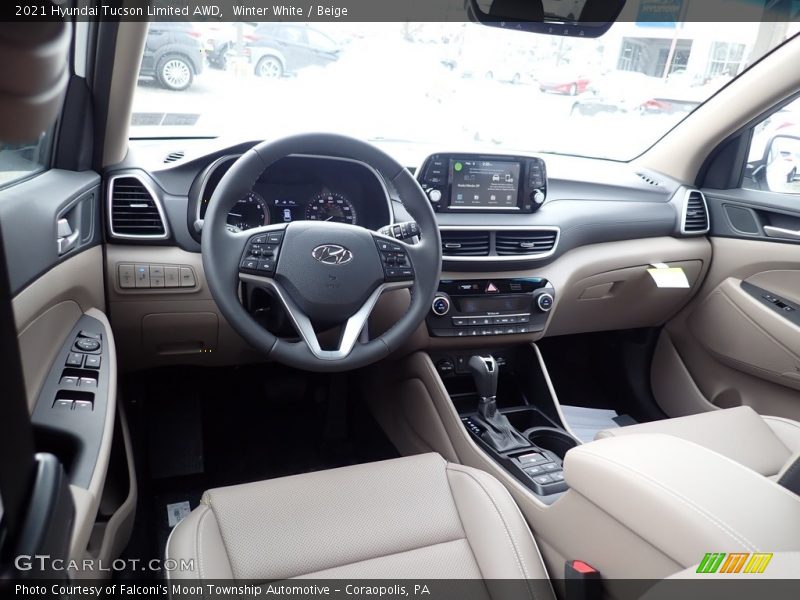 Winter White / Beige 2021 Hyundai Tucson Limited AWD