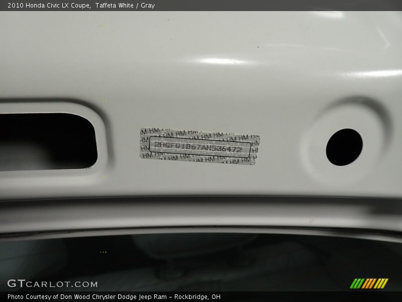 Taffeta White / Gray 2010 Honda Civic LX Coupe