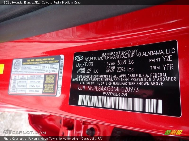 Calypso Red / Medium Gray 2021 Hyundai Elantra SEL