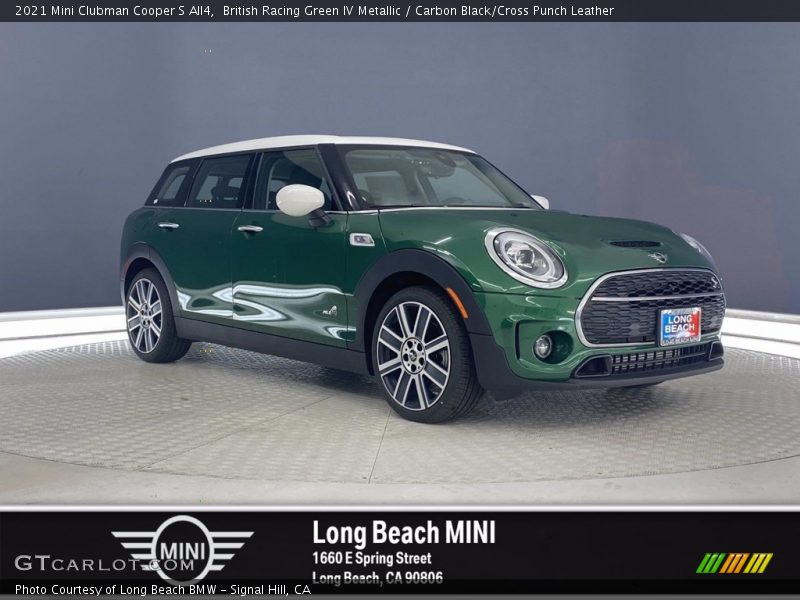 British Racing Green IV Metallic / Carbon Black/Cross Punch Leather 2021 Mini Clubman Cooper S All4