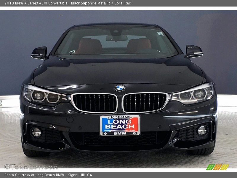 Black Sapphire Metallic / Coral Red 2018 BMW 4 Series 430i Convertible
