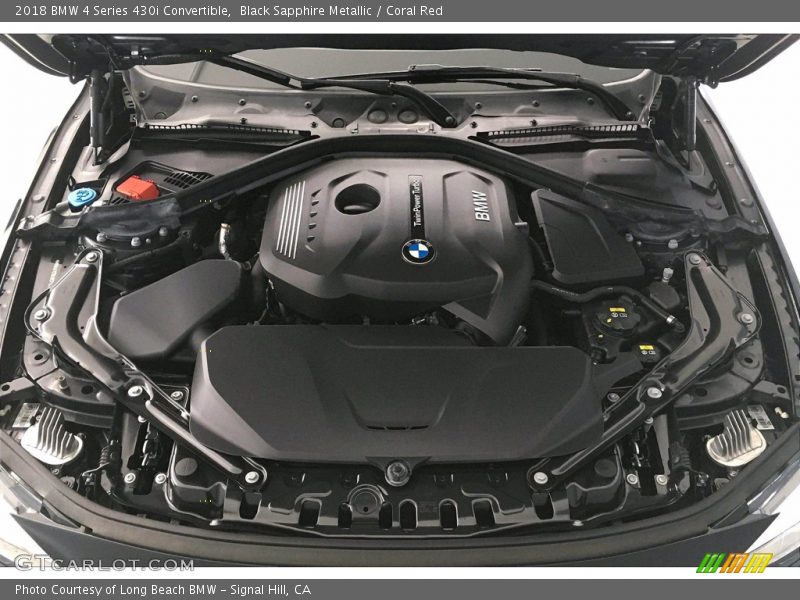 Black Sapphire Metallic / Coral Red 2018 BMW 4 Series 430i Convertible