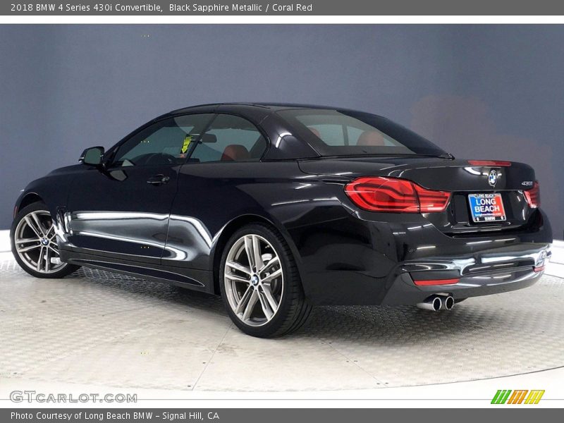 Black Sapphire Metallic / Coral Red 2018 BMW 4 Series 430i Convertible