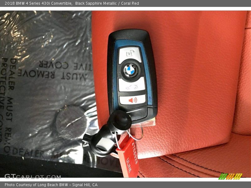 Black Sapphire Metallic / Coral Red 2018 BMW 4 Series 430i Convertible