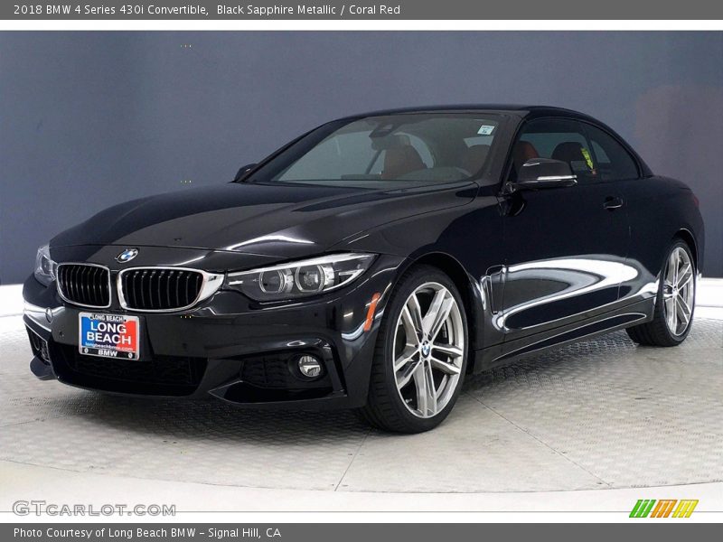 Black Sapphire Metallic / Coral Red 2018 BMW 4 Series 430i Convertible