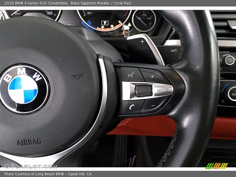 Black Sapphire Metallic / Coral Red 2018 BMW 4 Series 430i Convertible