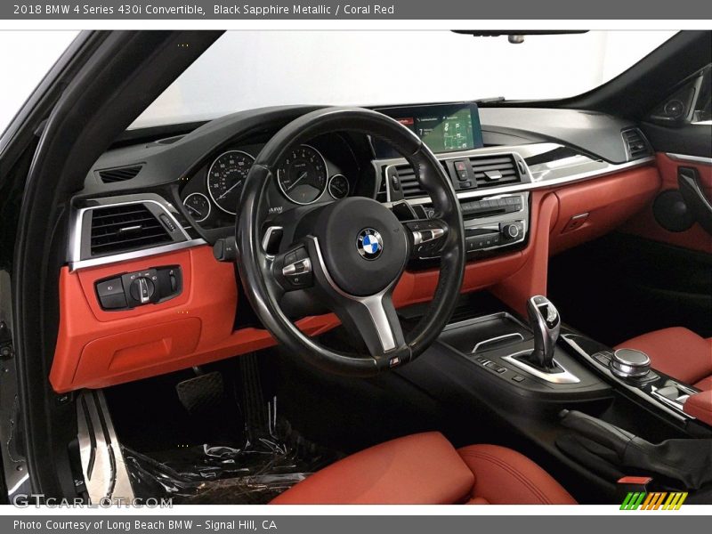 Black Sapphire Metallic / Coral Red 2018 BMW 4 Series 430i Convertible