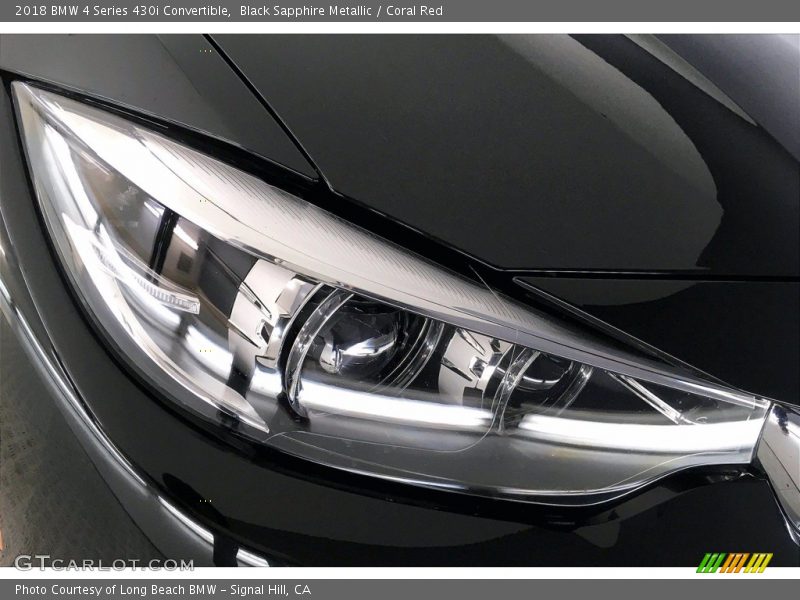Black Sapphire Metallic / Coral Red 2018 BMW 4 Series 430i Convertible