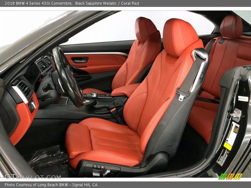 Black Sapphire Metallic / Coral Red 2018 BMW 4 Series 430i Convertible