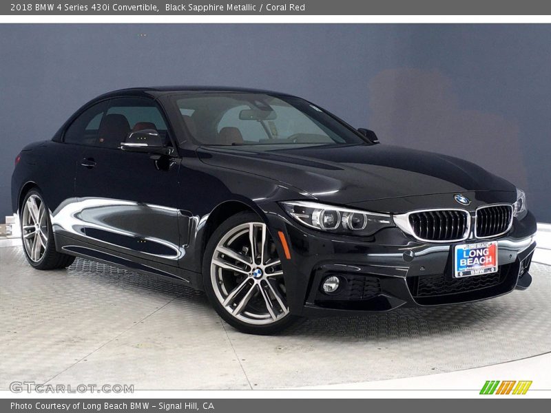 Black Sapphire Metallic / Coral Red 2018 BMW 4 Series 430i Convertible