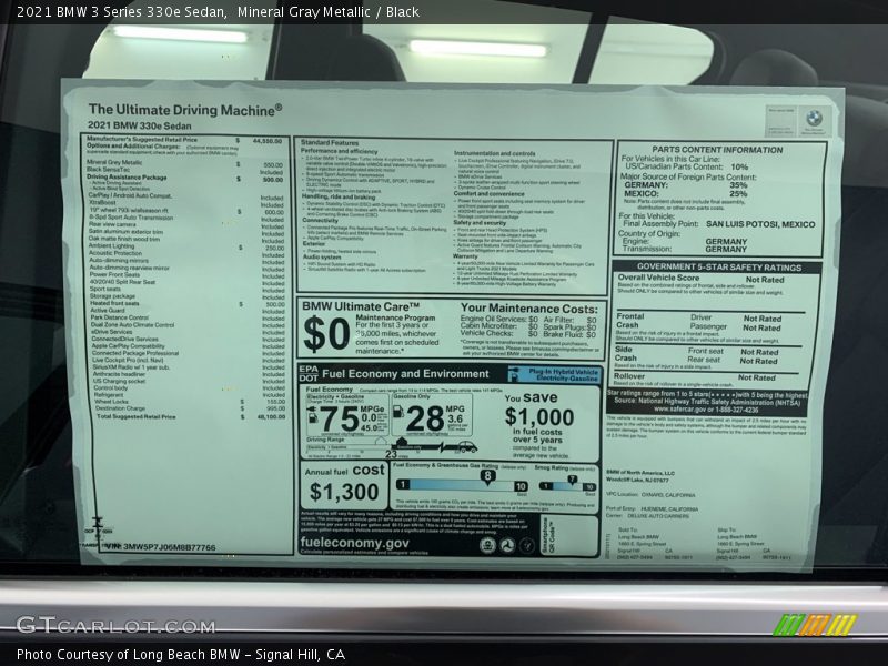 Mineral Gray Metallic / Black 2021 BMW 3 Series 330e Sedan