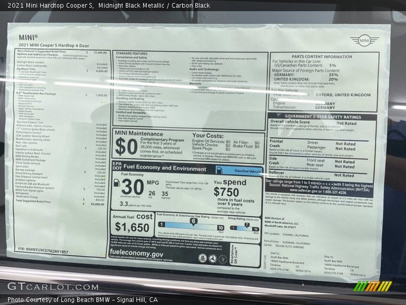 Midnight Black Metallic / Carbon Black 2021 Mini Hardtop Cooper S