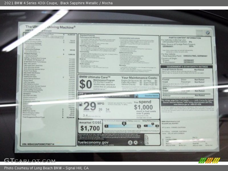 Black Sapphire Metallic / Mocha 2021 BMW 4 Series 430i Coupe