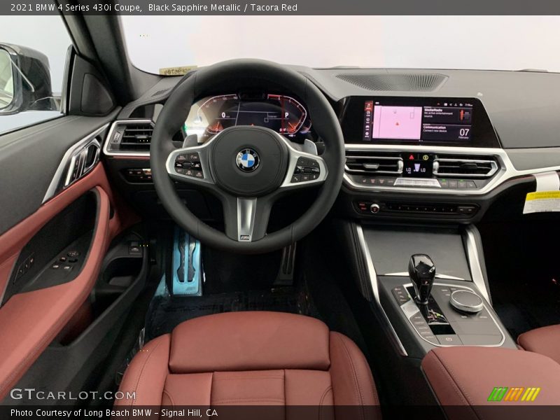 Black Sapphire Metallic / Tacora Red 2021 BMW 4 Series 430i Coupe