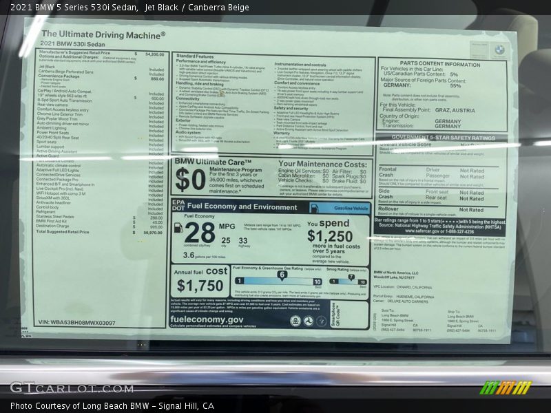 Jet Black / Canberra Beige 2021 BMW 5 Series 530i Sedan