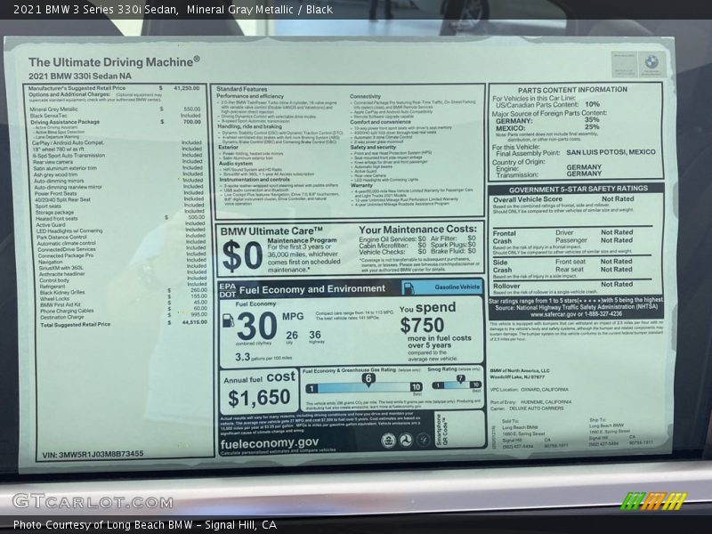 Mineral Gray Metallic / Black 2021 BMW 3 Series 330i Sedan