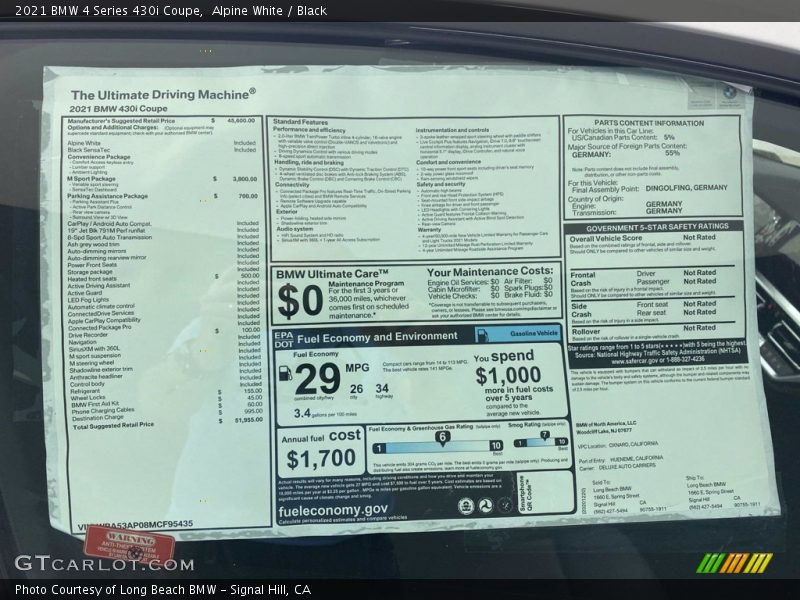 Alpine White / Black 2021 BMW 4 Series 430i Coupe