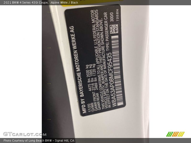 Alpine White / Black 2021 BMW 4 Series 430i Coupe