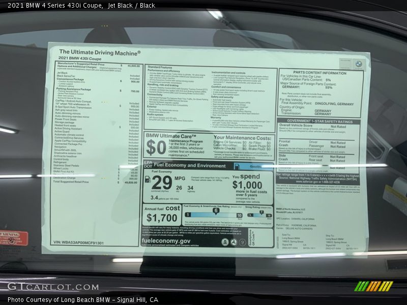 Jet Black / Black 2021 BMW 4 Series 430i Coupe