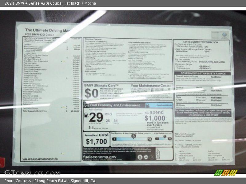 Jet Black / Mocha 2021 BMW 4 Series 430i Coupe