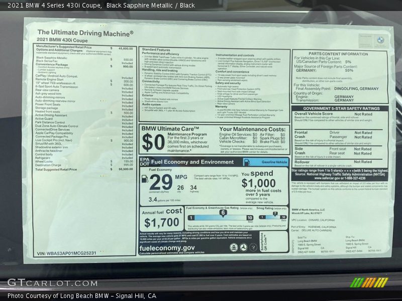 Black Sapphire Metallic / Black 2021 BMW 4 Series 430i Coupe