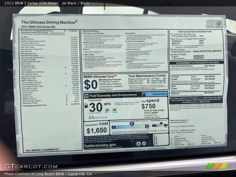 Jet Black / Black 2021 BMW 3 Series 330i Sedan