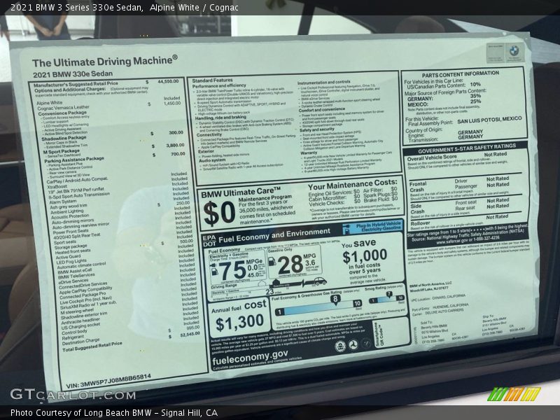 Alpine White / Cognac 2021 BMW 3 Series 330e Sedan