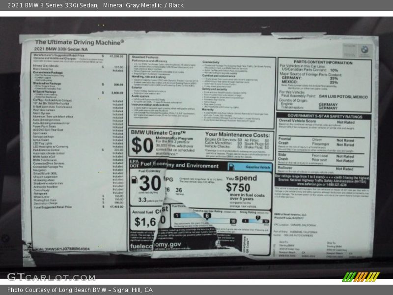 Mineral Gray Metallic / Black 2021 BMW 3 Series 330i Sedan