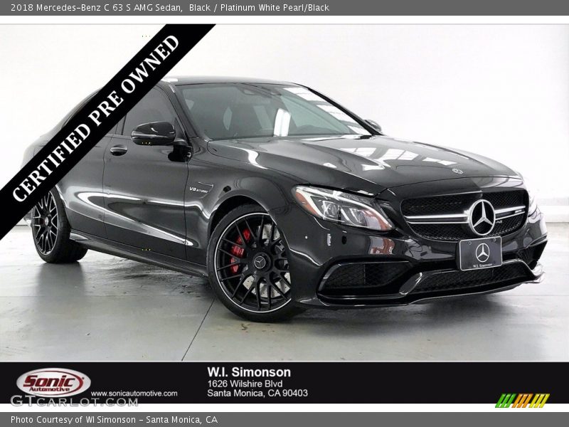 Black / Platinum White Pearl/Black 2018 Mercedes-Benz C 63 S AMG Sedan