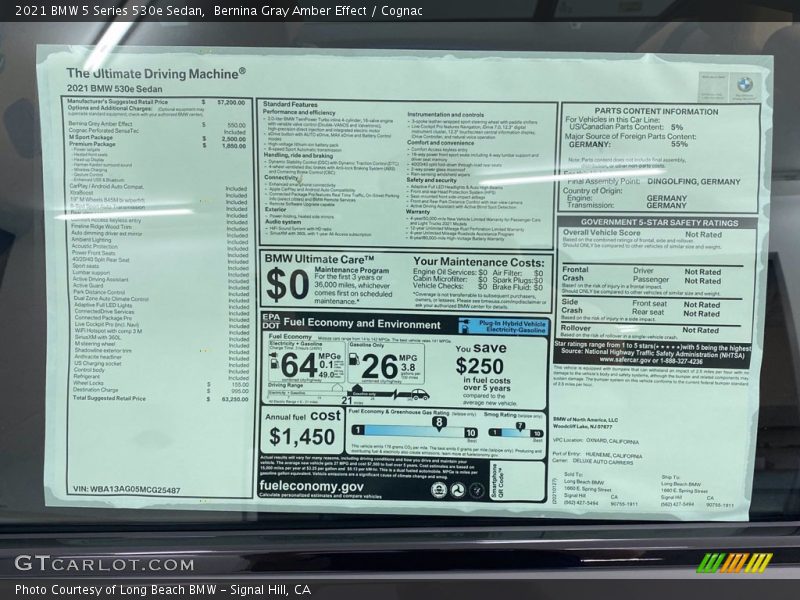 Bernina Gray Amber Effect / Cognac 2021 BMW 5 Series 530e Sedan