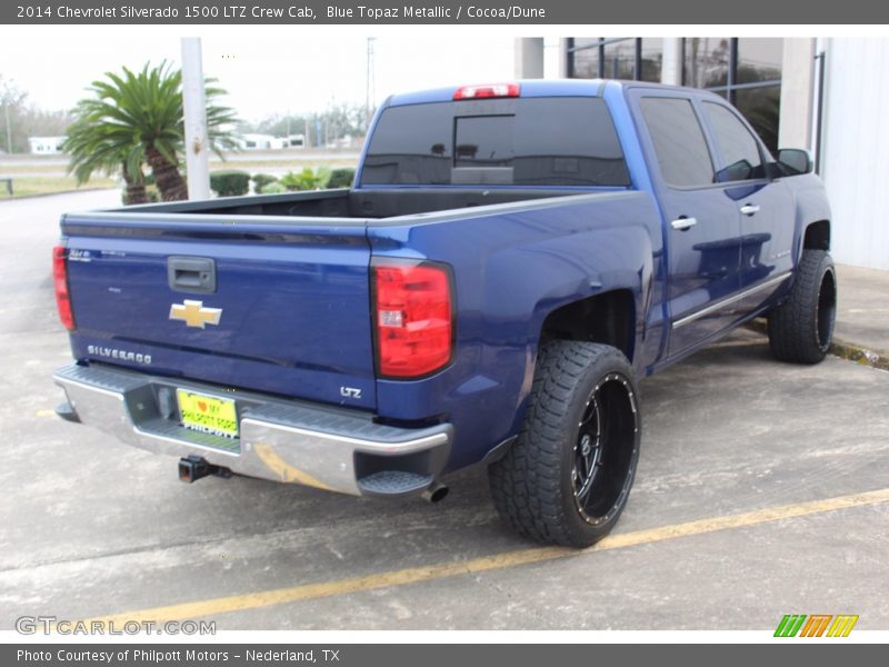 Blue Topaz Metallic / Cocoa/Dune 2014 Chevrolet Silverado 1500 LTZ Crew Cab