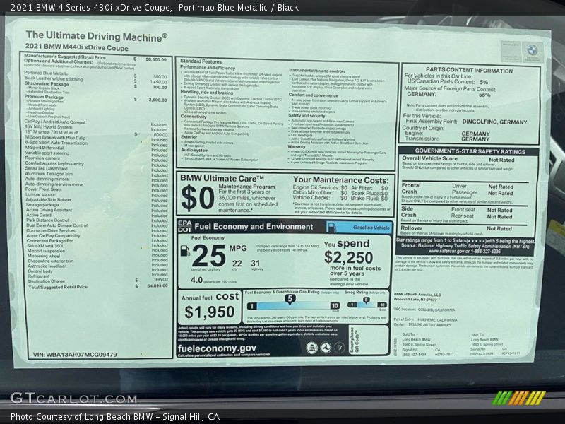 Portimao Blue Metallic / Black 2021 BMW 4 Series 430i xDrive Coupe