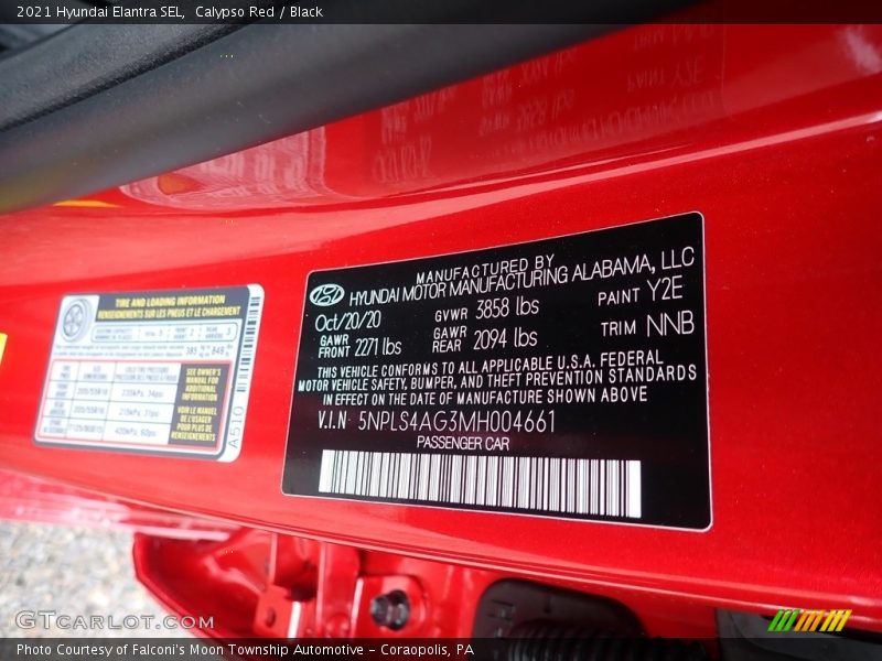 Calypso Red / Black 2021 Hyundai Elantra SEL