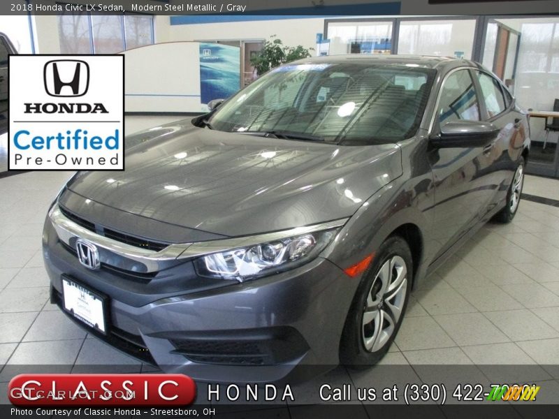 Modern Steel Metallic / Gray 2018 Honda Civic LX Sedan