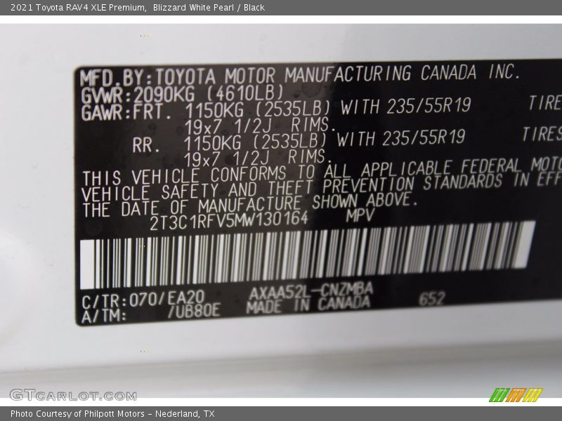 Blizzard White Pearl / Black 2021 Toyota RAV4 XLE Premium