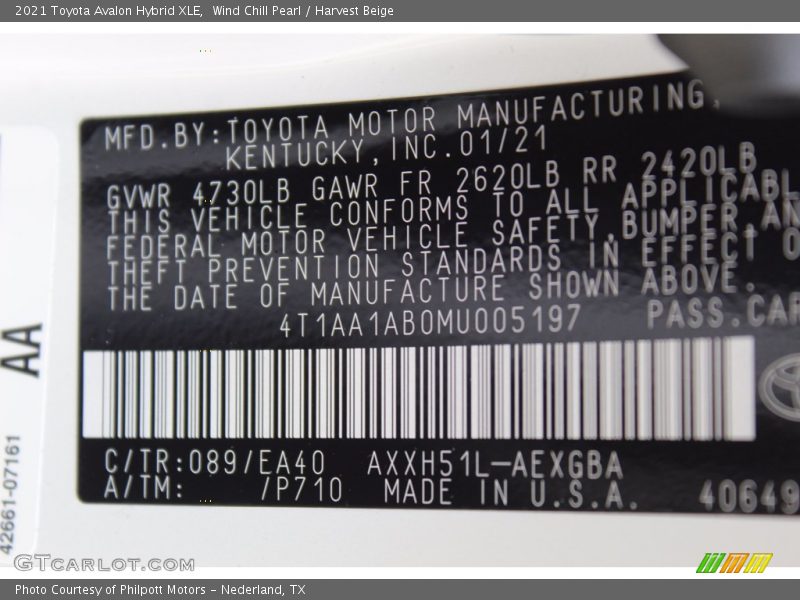 Wind Chill Pearl / Harvest Beige 2021 Toyota Avalon Hybrid XLE