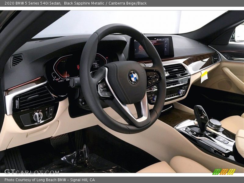 Black Sapphire Metallic / Canberra Beige/Black 2020 BMW 5 Series 540i Sedan