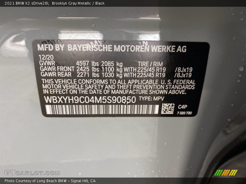 2021 X2 sDrive28i Brooklyn Gray Metallic Color Code C4P